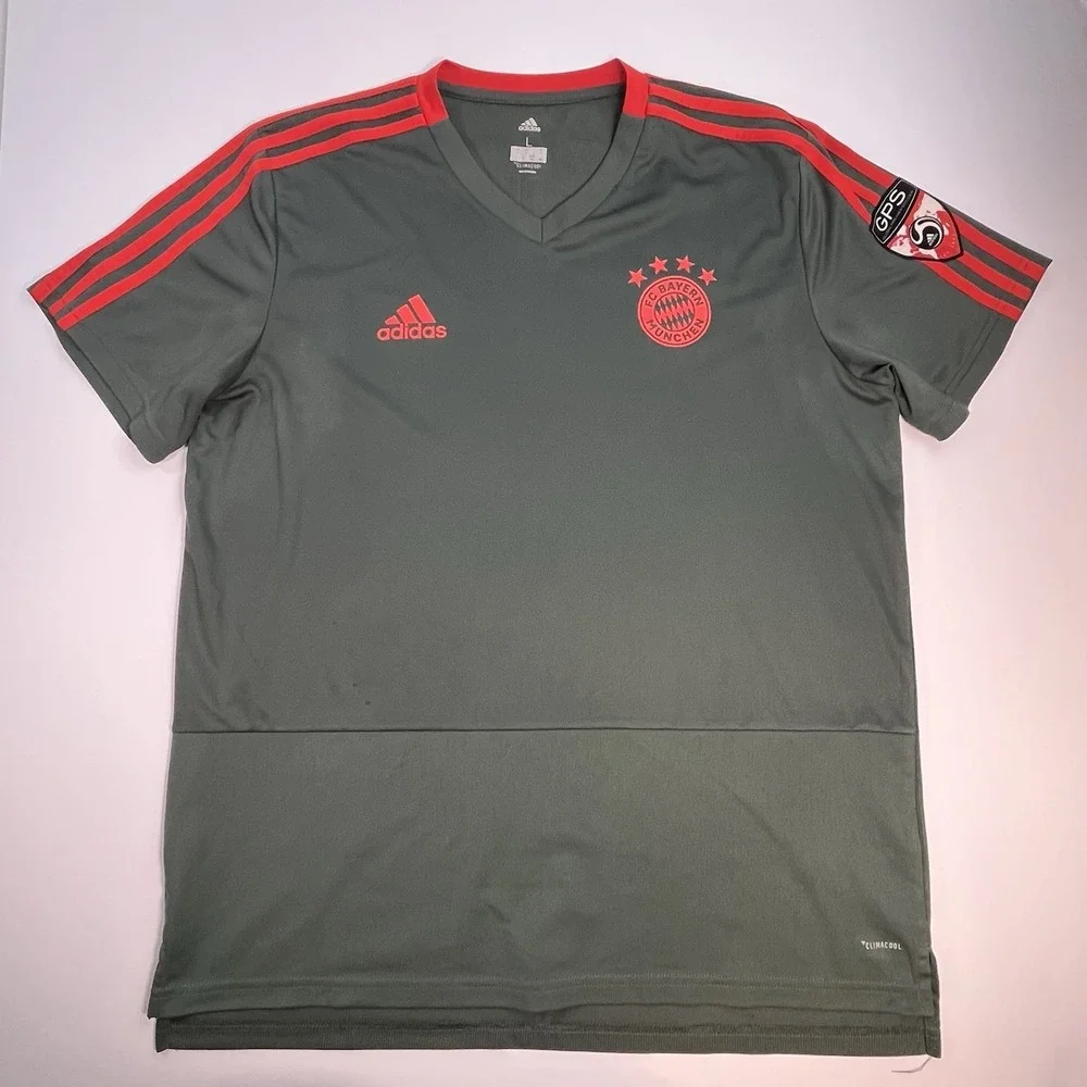 Adidas FC Bayern Munich 2018-19 Training Jersey Size Large Men's  Grey & Red GPS